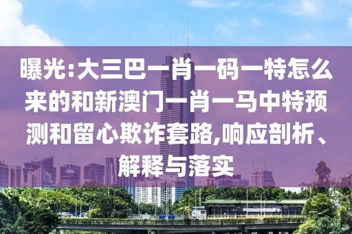 曝光:大三巴一肖一碼一特怎么來(lái)的和新澳門一肖一馬中特預(yù)測(cè)和留心欺詐套路,響應(yīng)剖析、解釋與落實(shí)