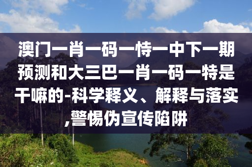 澳門一肖一碼一恃一中下一期預(yù)測和大三巴一肖一碼一特是干嘛的-科學(xué)釋義、解釋與落實,警惕偽宣傳陷阱