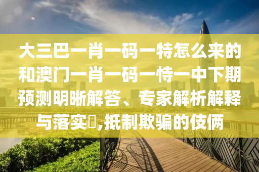 大三巴一肖一碼一特怎么來(lái)的和澳門(mén)一肖一碼一恃一中下期預(yù)測(cè)明晰解答、專(zhuān)家解析解釋與落實(shí)?,抵制欺騙的伎倆
