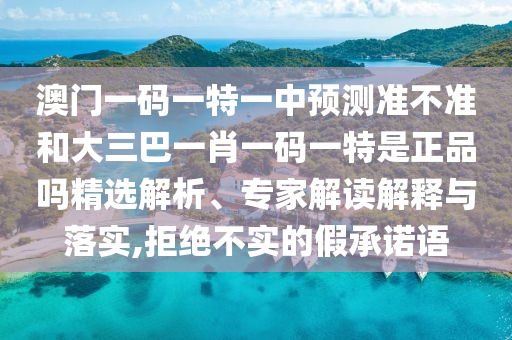 澳門(mén)一碼一特一中預(yù)測(cè)準(zhǔn)不準(zhǔn)和大三巴一肖一碼一特是正品嗎精選解析、專(zhuān)家解讀解釋與落實(shí),拒絕不實(shí)的假承諾語(yǔ)