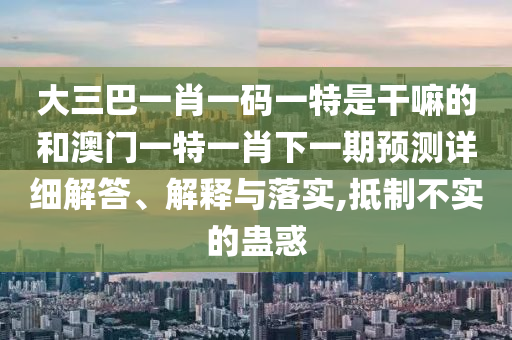 大三巴一肖一碼一特是干嘛的和澳門一特一肖下一期預測詳細解答、解釋與落實,抵制不實的蠱惑