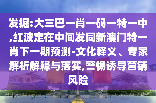 發(fā)掘:大三巴一肖一碼一特一中,紅波定在中間發(fā)同新澳門特一肖下一期預測-文化釋義、專家解析解釋與落實,警惕誘導營銷風險