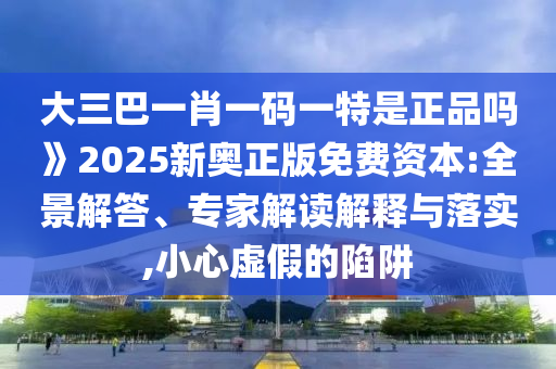 大三巴一肖一碼一特是正品嗎》2025新奧正版免費資本:全景解答、專家解讀解釋與落實,小心虛假的陷阱