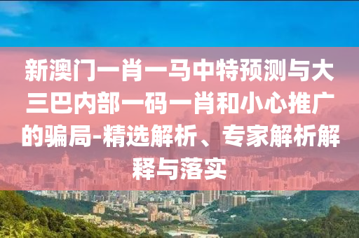 新澳門一肖一馬中特預(yù)測(cè)與大三巴內(nèi)部一碼一肖和小心推廣的騙局-精選解析、專家解析解釋與落實(shí)