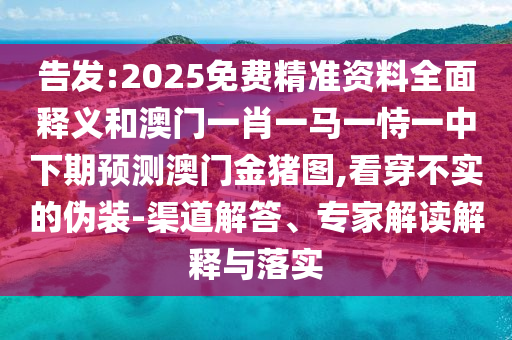 告發(fā):2025免費(fèi)精準(zhǔn)資料全面釋義和澳門一肖一馬一恃一中下期預(yù)測(cè)澳門金豬圖,看穿不實(shí)的偽裝-渠道解答、專家解讀解釋與落實(shí)