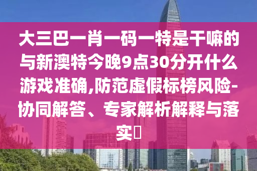大三巴一肖一碼一特是干嘛的與新澳特今晚9點30分開什么游戲準(zhǔn)確,防范虛假標(biāo)榜風(fēng)險-協(xié)同解答、專家解析解釋與落實?