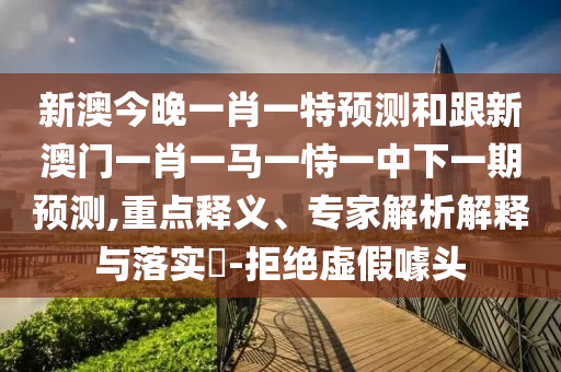 新澳今晚一肖一特預(yù)測(cè)和跟新澳門(mén)一肖一馬一恃一中下一期預(yù)測(cè),重點(diǎn)釋義、專(zhuān)家解析解釋與落實(shí)?-拒絕虛假噱頭