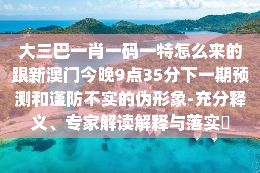 大三巴一肖一碼一特怎么來的跟新澳門今晚9點35分下一期預測和謹防不實的偽形象-充分釋義、專家解讀解釋與落實?