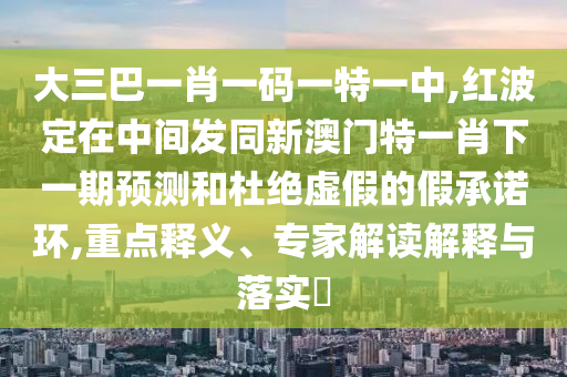 大三巴一肖一碼一特一中,紅波定在中間發(fā)同新澳門特一肖下一期預測和杜絕虛假的假承諾環(huán),重點釋義、專家解讀解釋與落實?