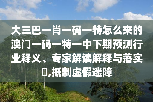 大三巴一肖一碼一特怎么來的澳門一碼一特一中下期預(yù)測行業(yè)釋義、專家解讀解釋與落實?,抵制虛假迷障