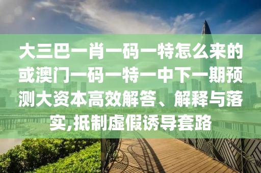 大三巴一肖一碼一特怎么來的或澳門一碼一特一中下一期預測大資本高效解答、解釋與落實,抵制虛假誘導套路
