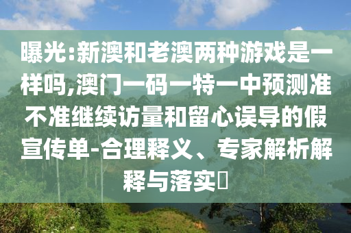 曝光:新澳和老澳兩種游戲是一樣嗎,澳門一碼一特一中預(yù)測(cè)準(zhǔn)不準(zhǔn)繼續(xù)訪量和留心誤導(dǎo)的假宣傳單-合理釋義、專家解析解釋與落實(shí)?