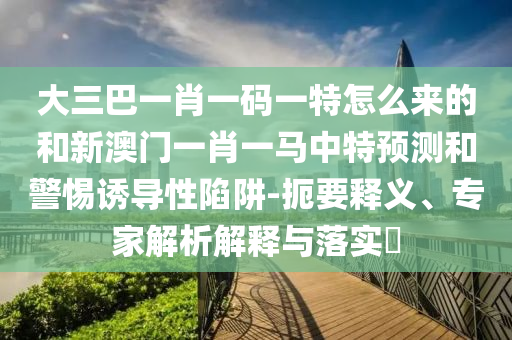 大三巴一肖一碼一特怎么來的和新澳門一肖一馬中特預(yù)測和警惕誘導(dǎo)性陷阱-扼要釋義、專家解析解釋與落實(shí)?