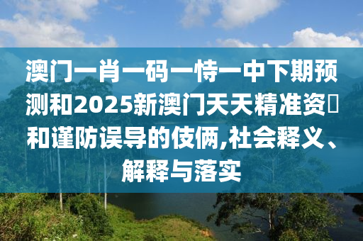 澳門一肖一碼一恃一中下期預測和2025新澳門天天精準資枓和謹防誤導的伎倆,社會釋義、解釋與落實