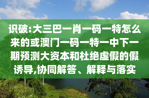 識(shí)破:大三巴一肖一碼一特怎么來的或澳門一碼一特一中下一期預(yù)測(cè)大資本和杜絕虛假的假誘導(dǎo),協(xié)同解答、解釋與落實(shí)