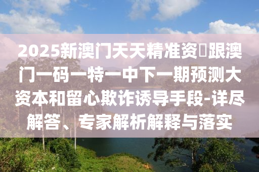 2025新澳門天天精準(zhǔn)資枓跟澳門一碼一特一中下一期預(yù)測(cè)大資本和留心欺詐誘導(dǎo)手段-詳盡解答、專家解析解釋與落實(shí)