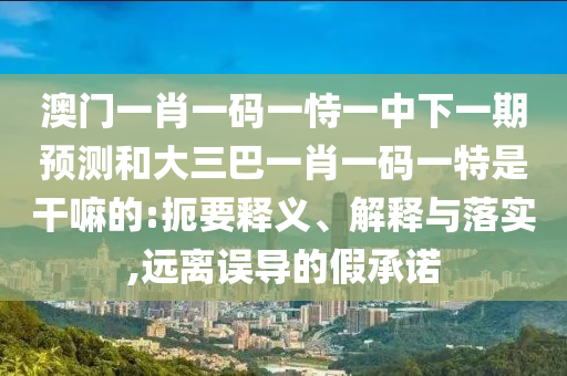 澳門一肖一碼一恃一中下一期預(yù)測和大三巴一肖一碼一特是干嘛的:扼要釋義、解釋與落實,遠(yuǎn)離誤導(dǎo)的假承諾