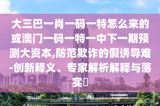 大三巴一肖一碼一特怎么來的或澳門一碼一特一中下一期預(yù)測(cè)大資本,防范欺詐的假誘導(dǎo)難-創(chuàng)新釋義、專家解析解釋與落實(shí)?
