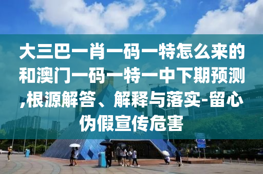 大三巴一肖一碼一特怎么來的和澳門一碼一特一中下期預(yù)測,根源解答、解釋與落實-留心偽假宣傳危害