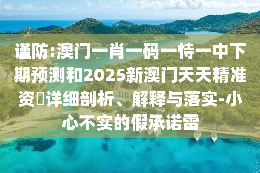 謹防:澳門一肖一碼一恃一中下期預測和2025新澳門天天精準資枓詳細剖析、解釋與落實-小心不實的假承諾雷