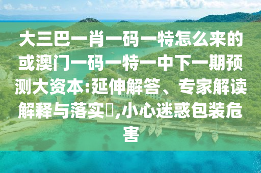 大三巴一肖一碼一特怎么來的或澳門一碼一特一中下一期預(yù)測(cè)大資本:延伸解答、專家解讀解釋與落實(shí)?,小心迷惑包裝危害