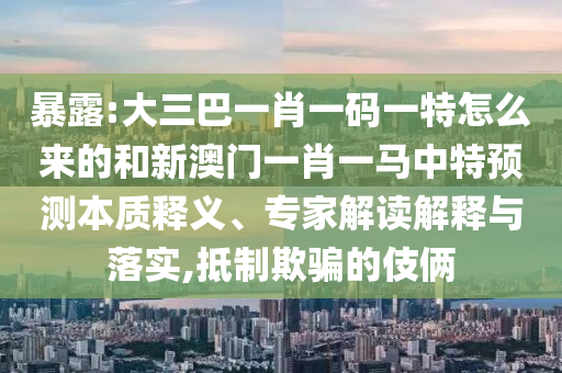 暴露:大三巴一肖一碼一特怎么來的和新澳門一肖一馬中特預(yù)測本質(zhì)釋義、專家解讀解釋與落實(shí),抵制欺騙的伎倆