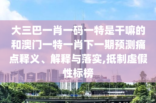 大三巴一肖一碼一特是干嘛的和澳門一特一肖下一期預(yù)測(cè)痛點(diǎn)釋義、解釋與落實(shí),抵制虛假性標(biāo)榜