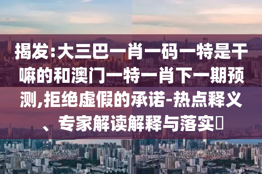 揭發(fā):大三巴一肖一碼一特是干嘛的和澳門一特一肖下一期預(yù)測,拒絕虛假的承諾-熱點(diǎn)釋義、專家解讀解釋與落實(shí)?