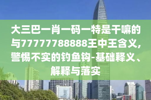 大三巴一肖一碼一特是干嘛的與77777788888王中王含義,警惕不實的釣魚鉤-基礎釋義、解釋與落實