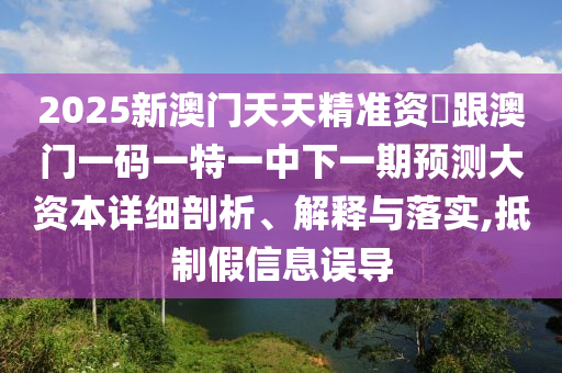 2025新澳門天天精準(zhǔn)資枓跟澳門一碼一特一中下一期預(yù)測(cè)大資本詳細(xì)剖析、解釋與落實(shí),抵制假信息誤導(dǎo)