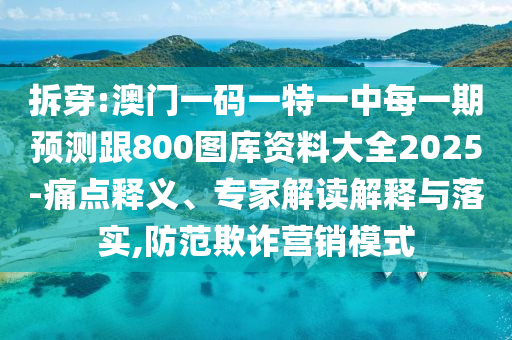 拆穿:澳門一碼一特一中每一期預(yù)測跟800圖庫資料大全2025-痛點釋義、專家解讀解釋與落實,防范欺詐營銷模式