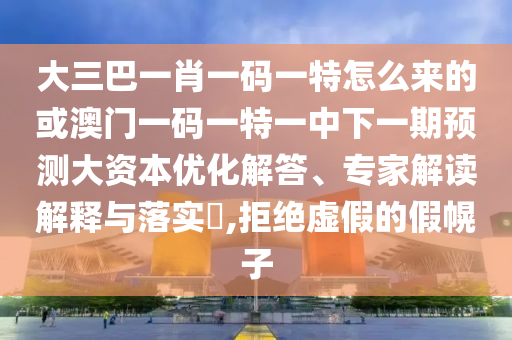 大三巴一肖一碼一特怎么來的或澳門一碼一特一中下一期預測大資本優(yōu)化解答、專家解讀解釋與落實?,拒絕虛假的假幌子